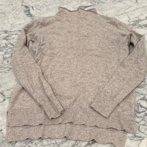 Women's Soft Cashmere Mockneck- Light Brown/gray